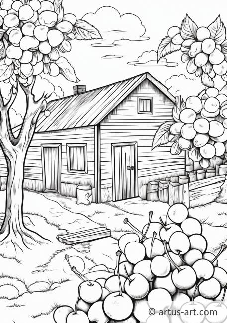 Pagina da colorare della fattoria di ciliegie